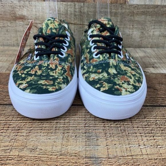 Vans Green Brown Abstract Print Low Top Skate Shoe - Picture 2 of 10